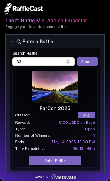 RaffleCast - Spark engagement! - Farcaster Mini Apps screenshot